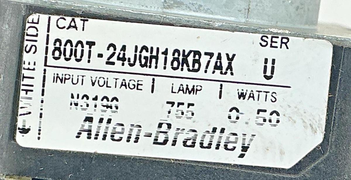 New Allen Bradley 800T-24JGH18KB7AX Ser U Selector Switch Missing Knob No Box