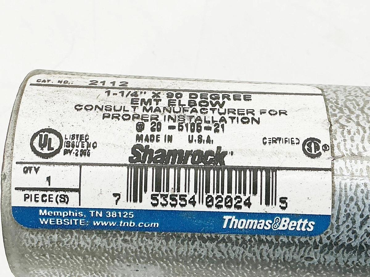 New Lot of 2 Thomas & Betts 2112 1-1/4"X 90 Degree EMT Elbow