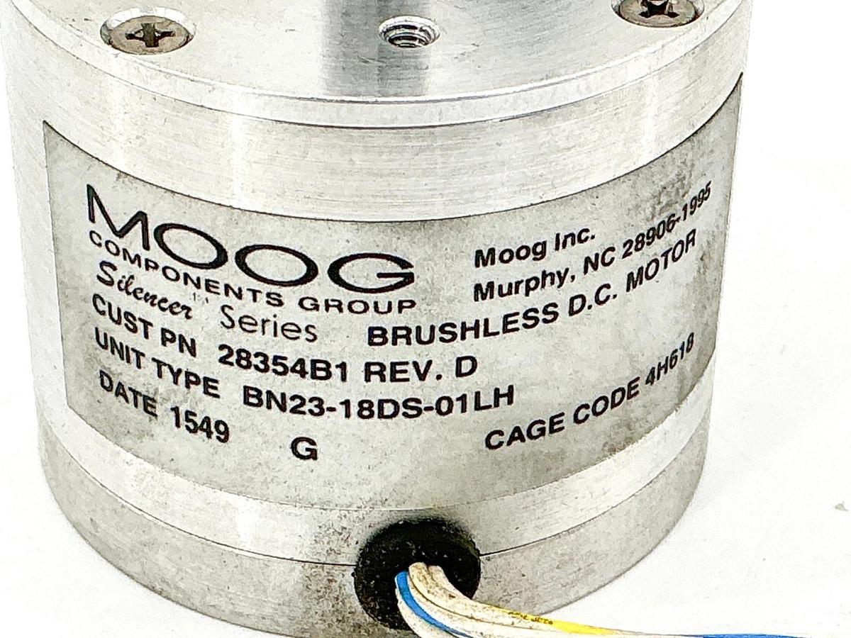 Used Moog INC 28354B1 Brushless DC Motor 24V MOD CE BN23-18DS-01LH