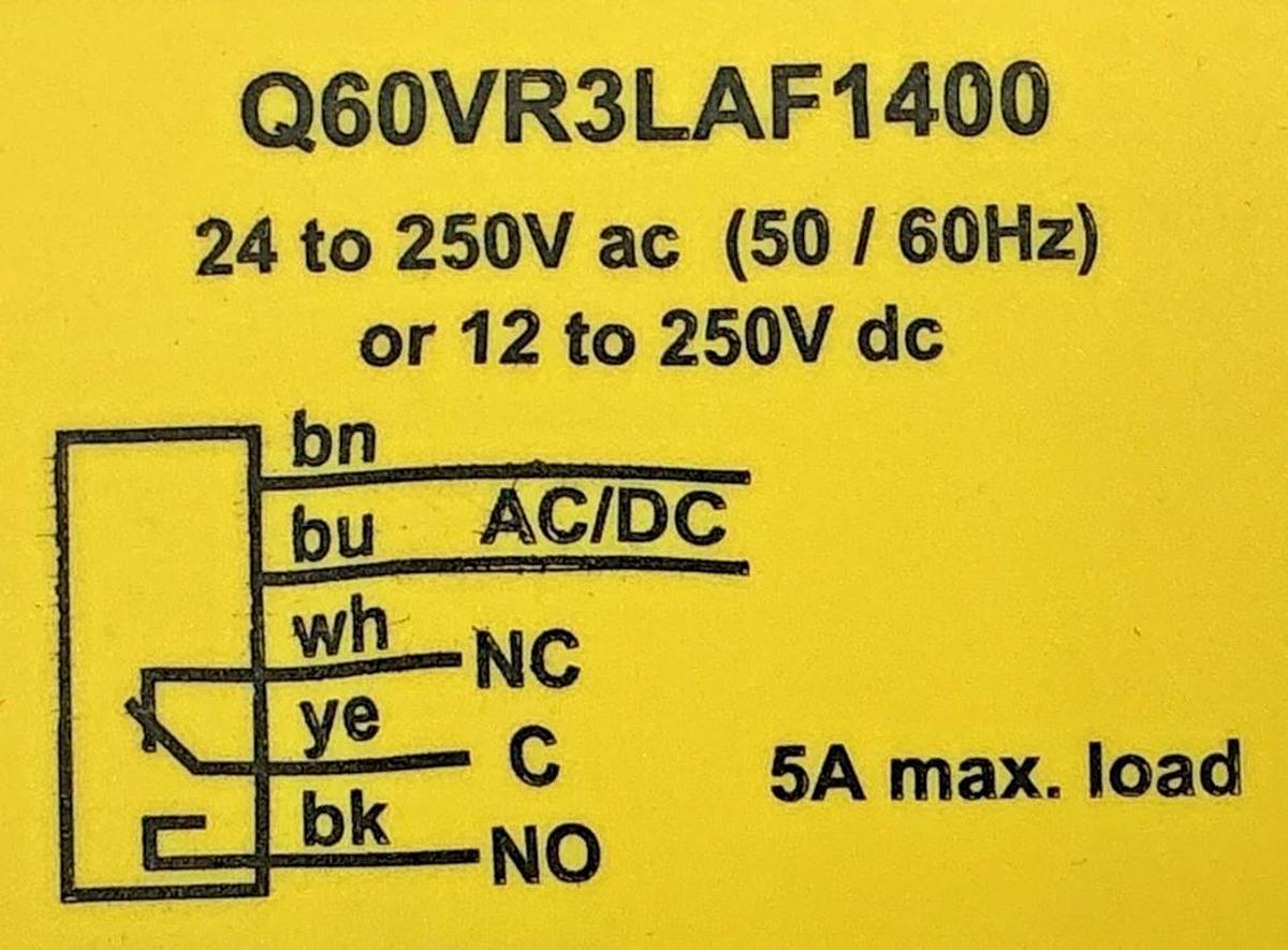 New Banner Engineering Q60VR3LAF1400 Photoelectric Switch 5A 24-250VAC 71635
