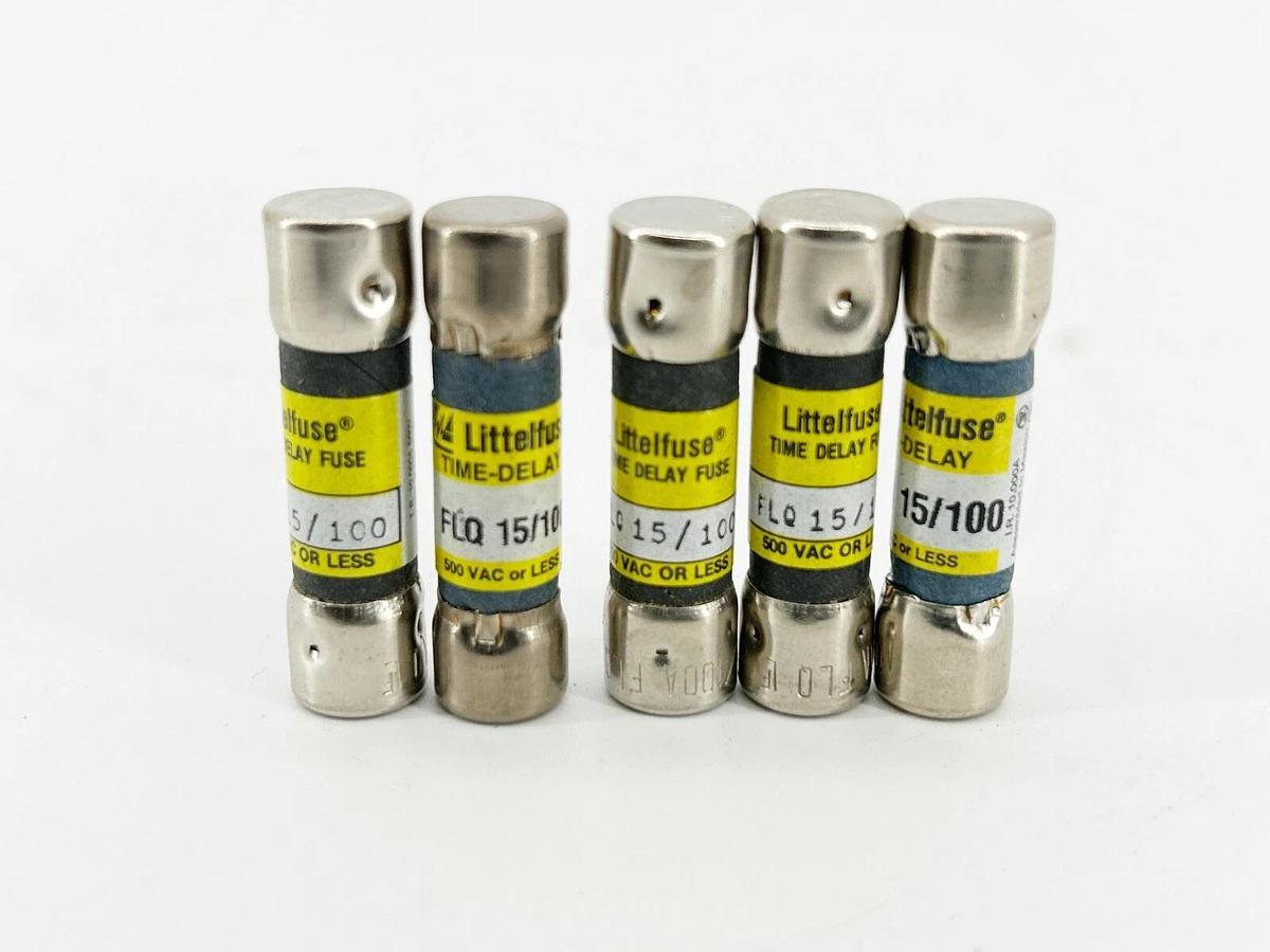 New Lot of 5 Littelfuse FLQ-15/100 Time Delay Fuse .150A 500V - No Box