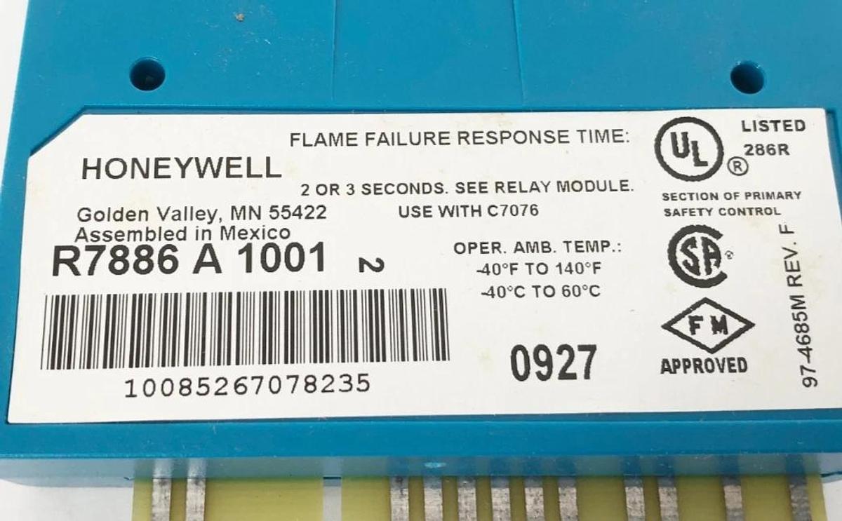 New Honeywell R7886A1001 Dynamic Self-Check Ultraviolet Amplifier 7800 Series
