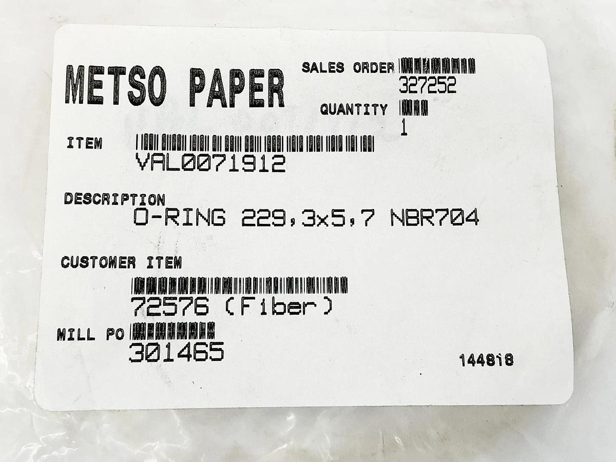 New Metso Paper VAL0071912 O-Ring 229. 3X5. 7 NBR704