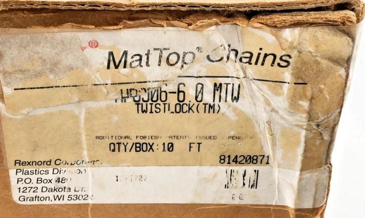 Used Rexnord HP8506-6-MTW MatTop Chain 81420871 13FT.