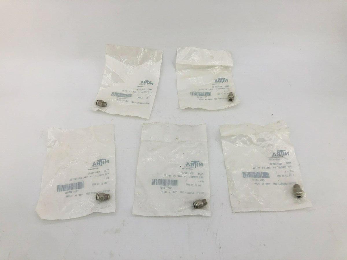 Lot of 5 New Nitra Pneumatics MS14-18N-SS Fittings Male Straight 1/4 x1/4 NPT SS
