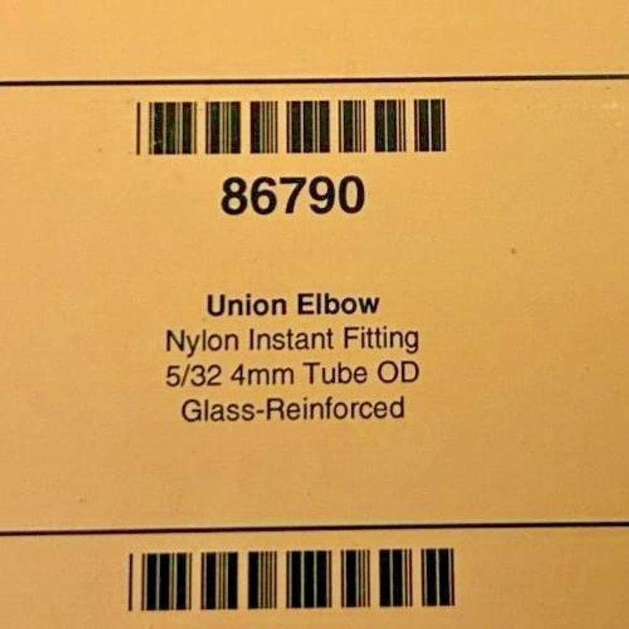 Lot of 5 New Lawson 86790 Union Elbows, 5/32" Tube OD, Glass Reinforced Nylon