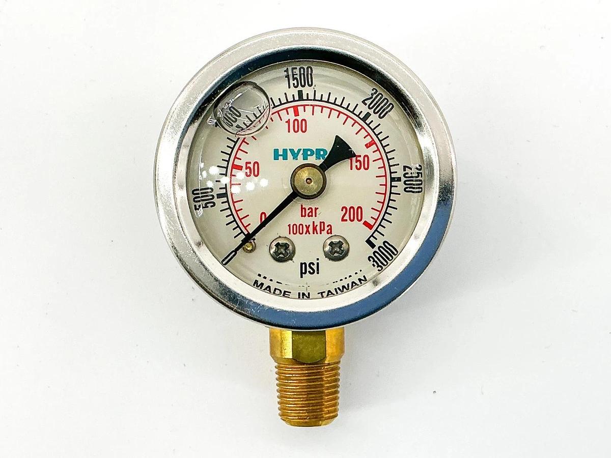 New Hypro 15400FG01L3000 Pressure Gauge 0-3000 PSI 1.5" 11/8NPT