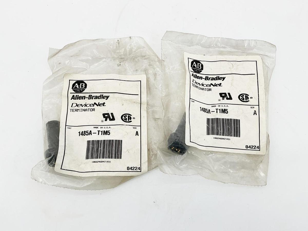 New Lot of 2 Allen Bradley 1485A-T1M5 DeviceNet Terminator 5Pin Ser.A