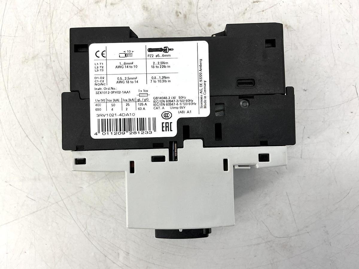 New Siemens 3RV1021-4DA10 Circuit Breaker Motor Starter 3P 20-25A 690V - No Box