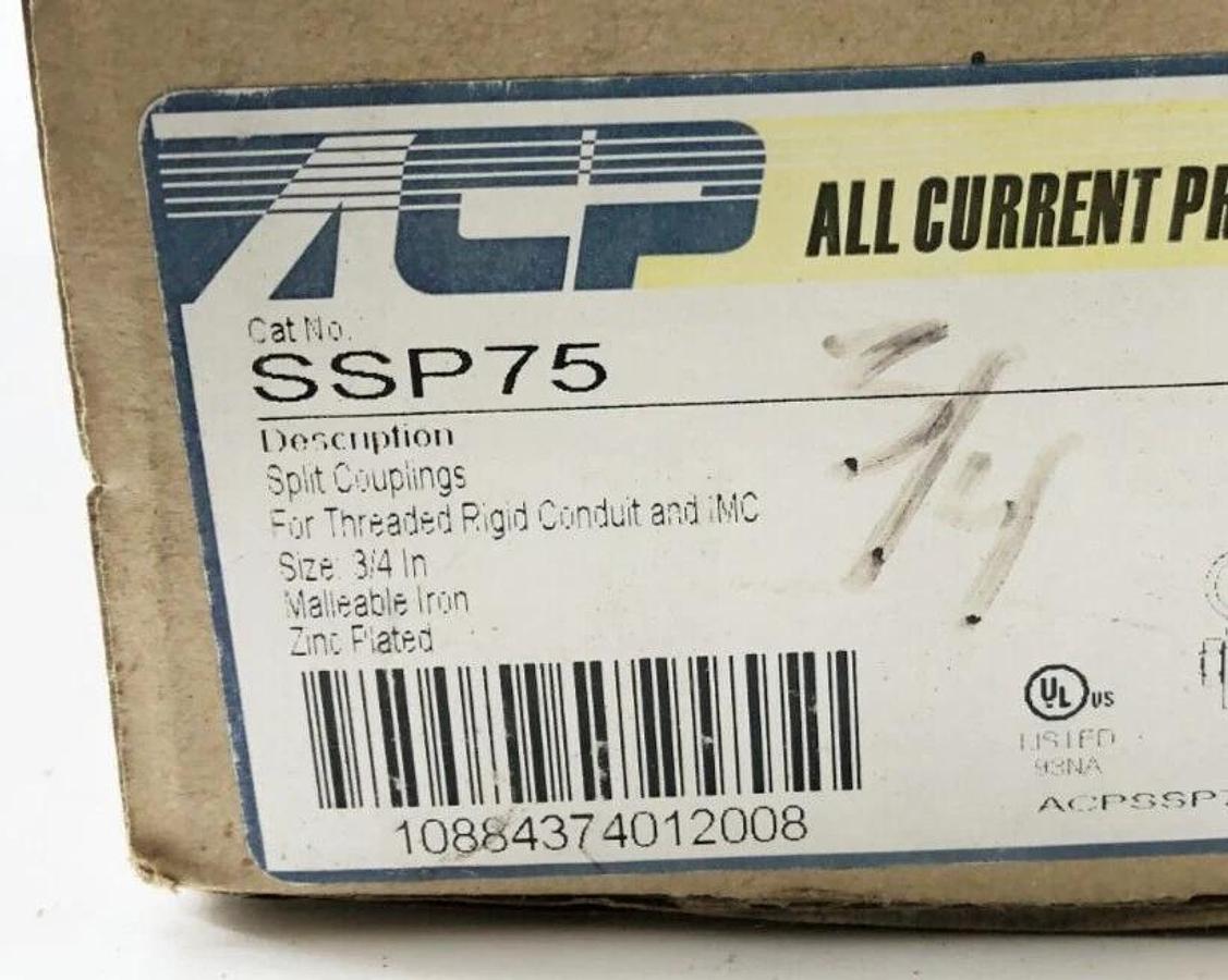 Lot of 3 New ACP SSP75 Split Couplings 3/4" For Threaded Rigid Conduit & IMC