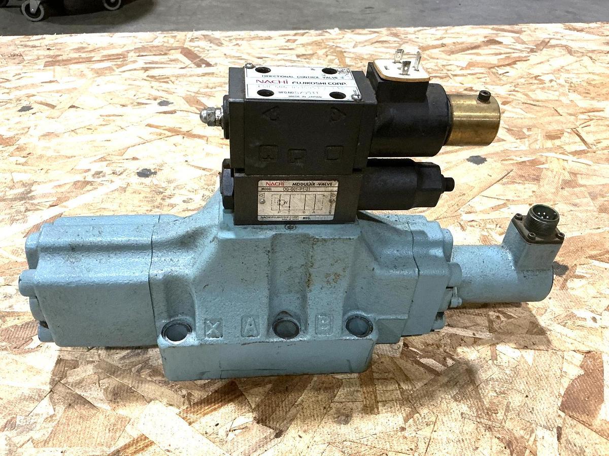 Used Nachi ESH-G06-D5350S1-E-E11 Directional Control Valve w/OG-G01-P1-21 Mod Valve