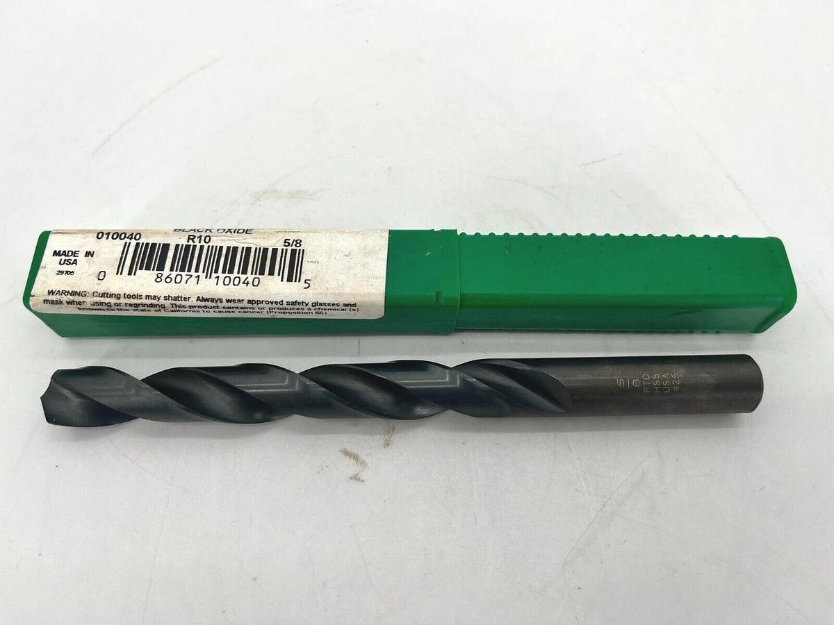 Precision Twist 010040 Drill Bit R10 5/8" Jobber Length Black Oxide