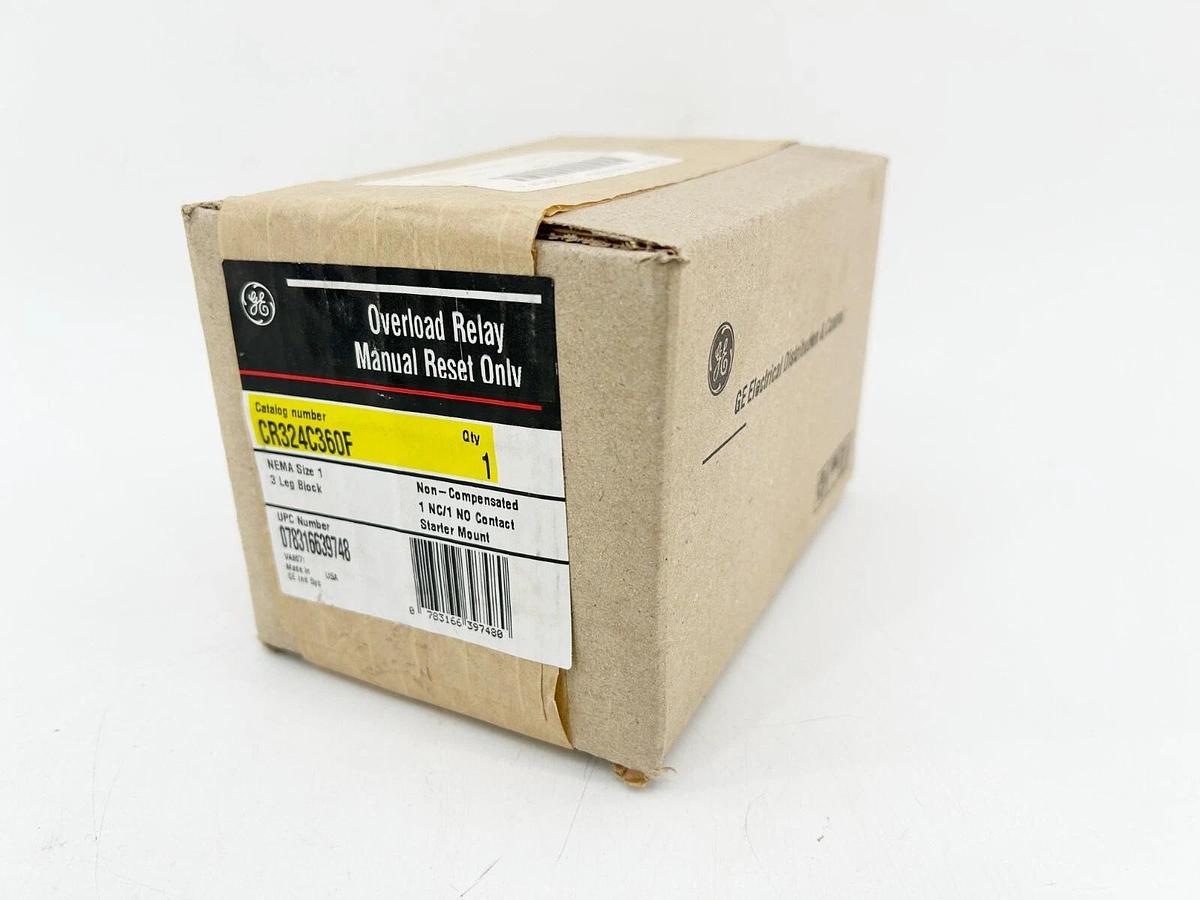 Used New Factory Sealed GE General Electric CR324C360F Overload Relay NEMA Size 1