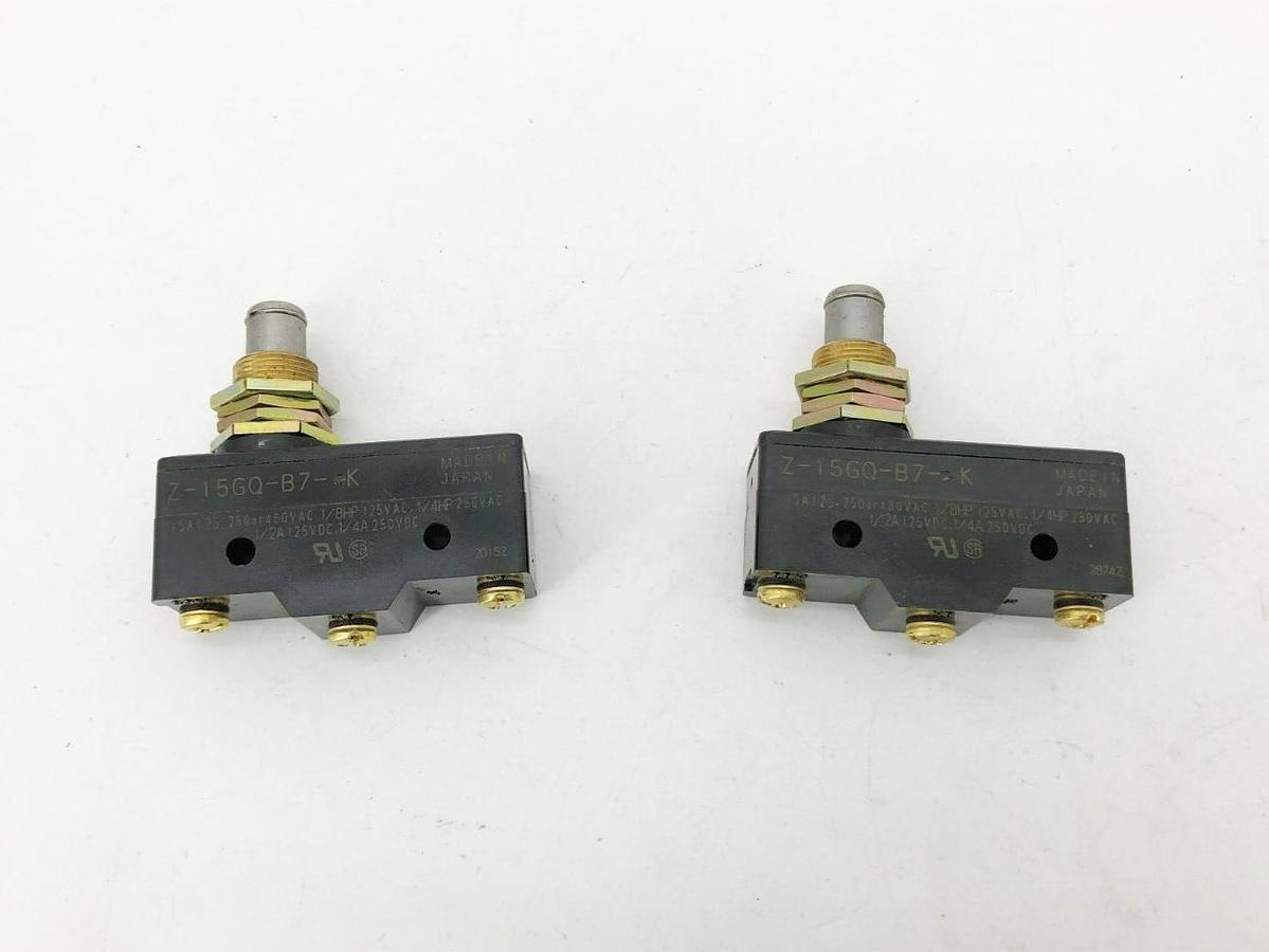 Lot of 2 New Omron Z-15GQ-B7-K Panel Mount Snap Action Switches 15A
