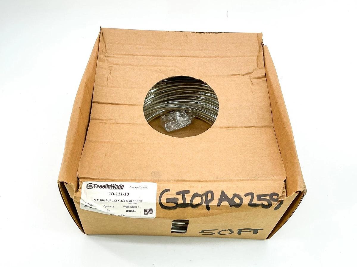 New Freelin-Wade 1D-111-10 Clear Tubing 90A PUR 1/2"X3/8"X50FT