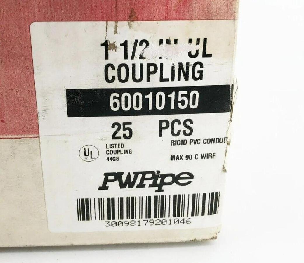 Box of 25 New PW Pipe 60010150 PVC Couplings 1-1/2" Scepter SEC-30-S