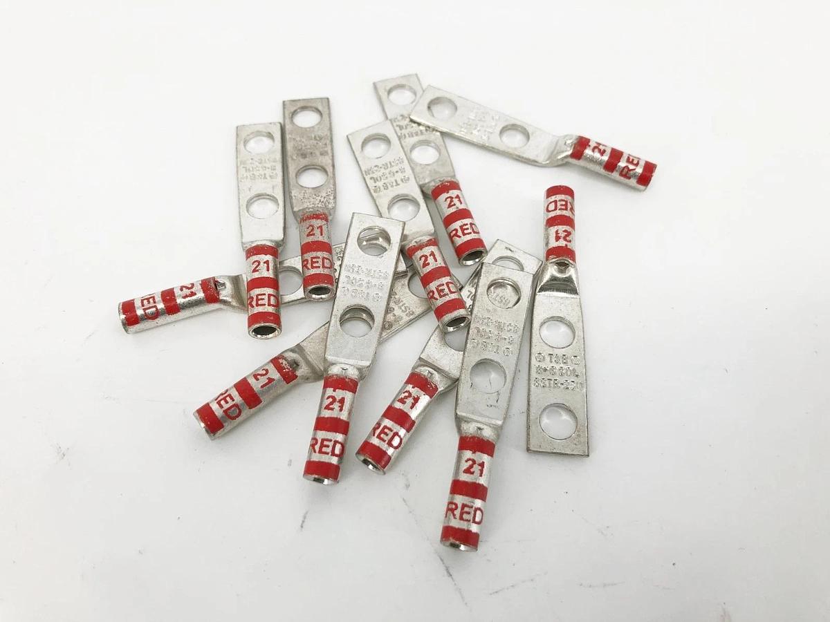 Lot of 11 New Thomas & Betts 54851BEPH Lugs 2-Hole 8STR-23N Red 21 - No Box
