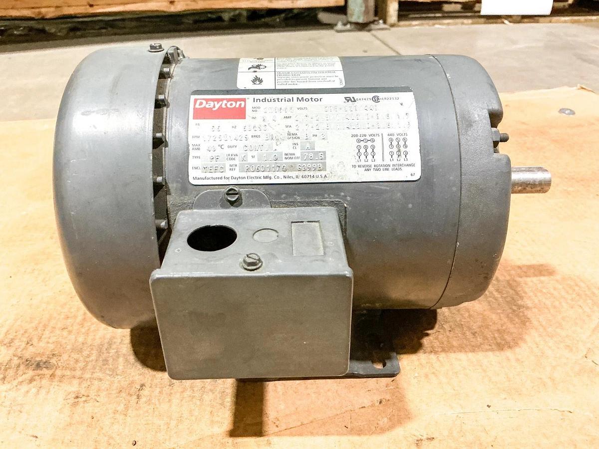 Used Dayton 2N866Q Electric Motor 3PH 440V 3/4HP 1725RPM