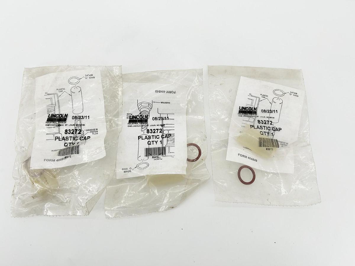 New Lot of 3 Lincoln 83272 Plastic Cap for SL-1 and SL-44 Injectors