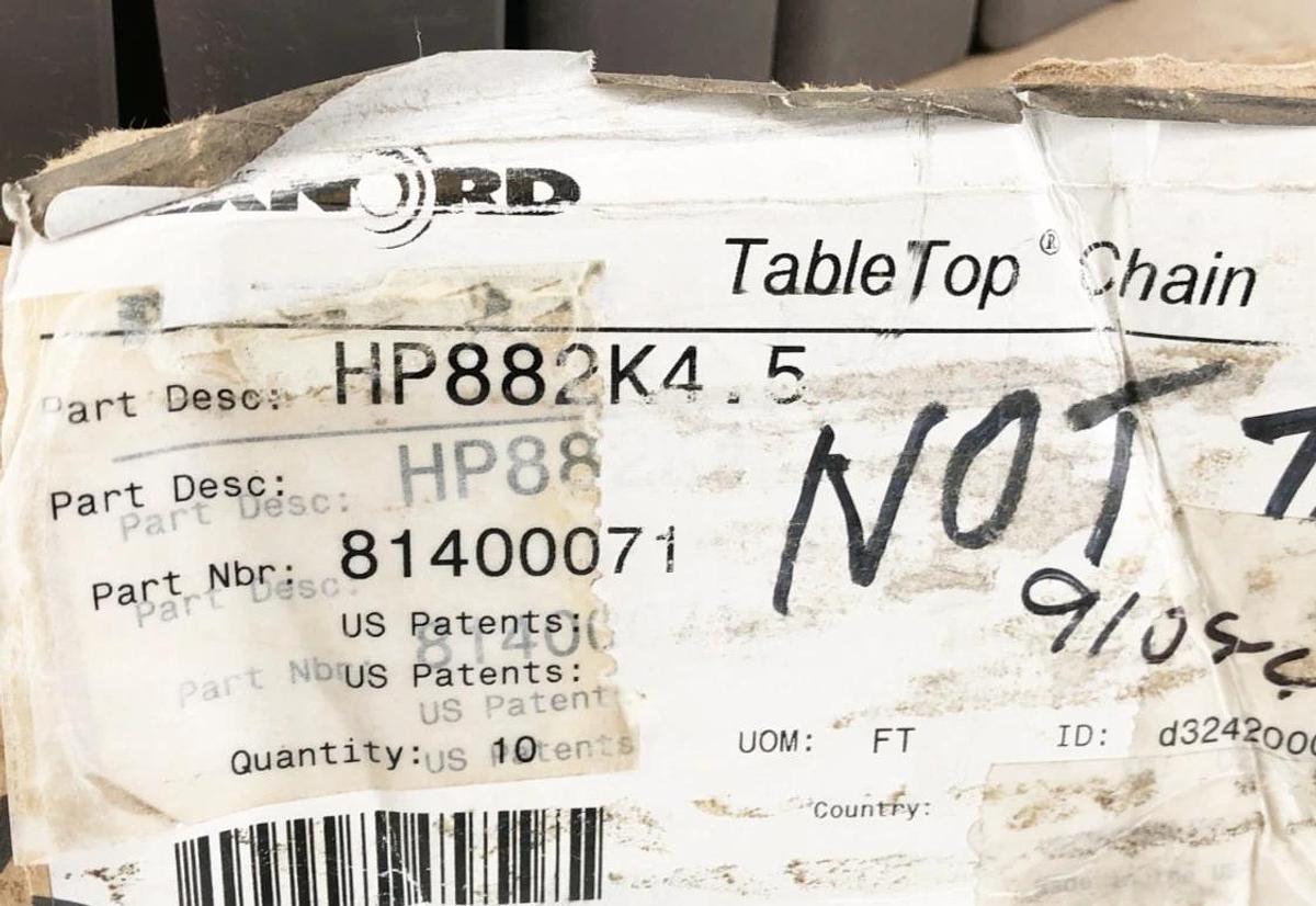 New Rexnord HP882K4.5 TableTop Chain 10 FT. 81400071