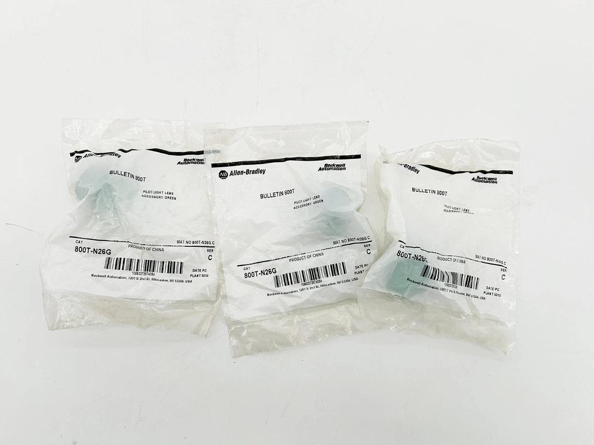 New Lot of 3 Allen Bradley 800T-N26G Pushbutton Green Cap For Pilot Light Ser.C