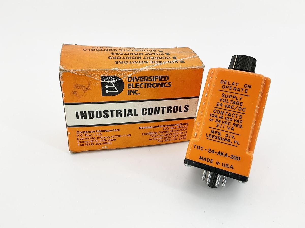 New Diversified Electronics TDC-24-AKA-200 Time Delay Relay 24V 10A 211VA 0-200