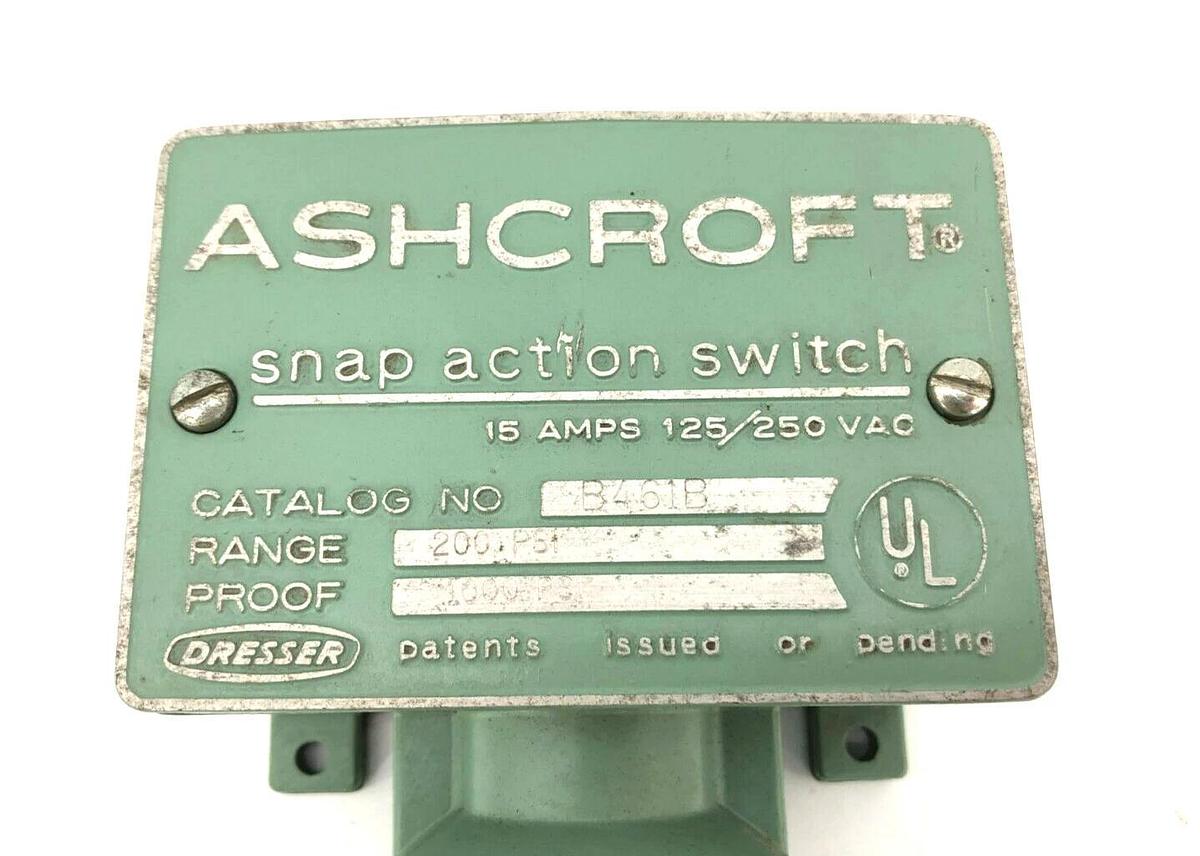 New Ashcroft B461B Snap-Action Switch 15A 125/250VAC