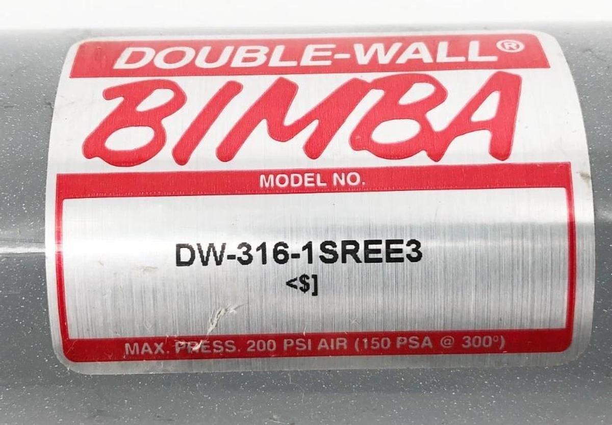 New Bimba DW-316-1SREE3 Double Wall Cylinder 2" Bore 6" Stroke 200psi - No Box