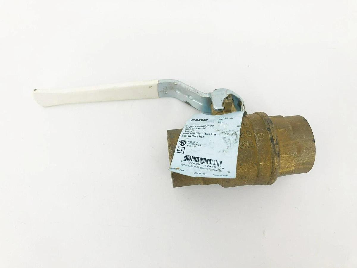 New FNW FNWX416H 1-1/4" Brass Two-Piece Full Port Ball Valve 600WOG 150 WSP