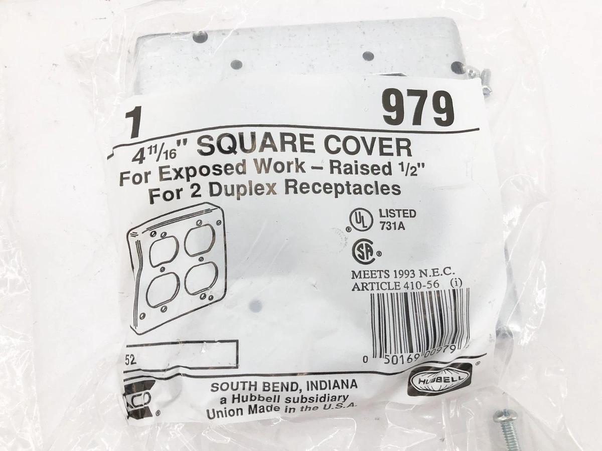 Lot of 3 New Hubbell Raco 979 Square Covers 2-Gang Galvanized 4-11/16"