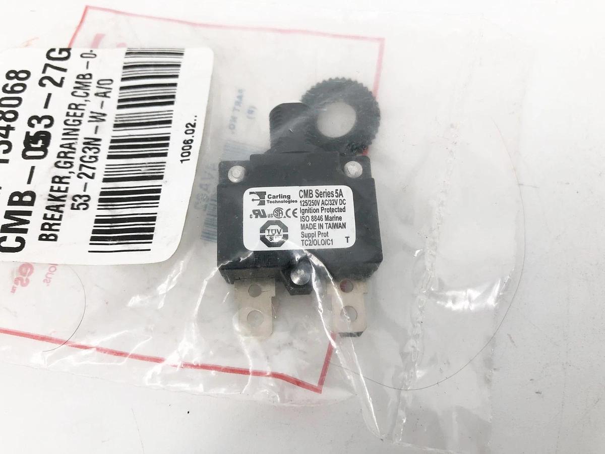 Lot of 4 New Carling CMB-053-27G3N-W-A/05-XG Circuit Breaker Push Reset 4VA62