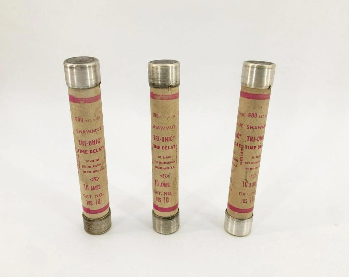 Lot of 3 New Shawmut Trionic TRS10 Time Delay Fuses 10A 600VAC