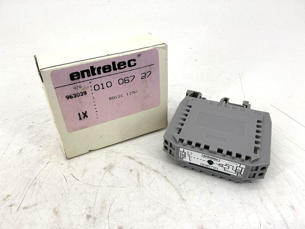 New ABB Entrelec 010-067-27 Relay Control Module Green LED 115V 010-067.27