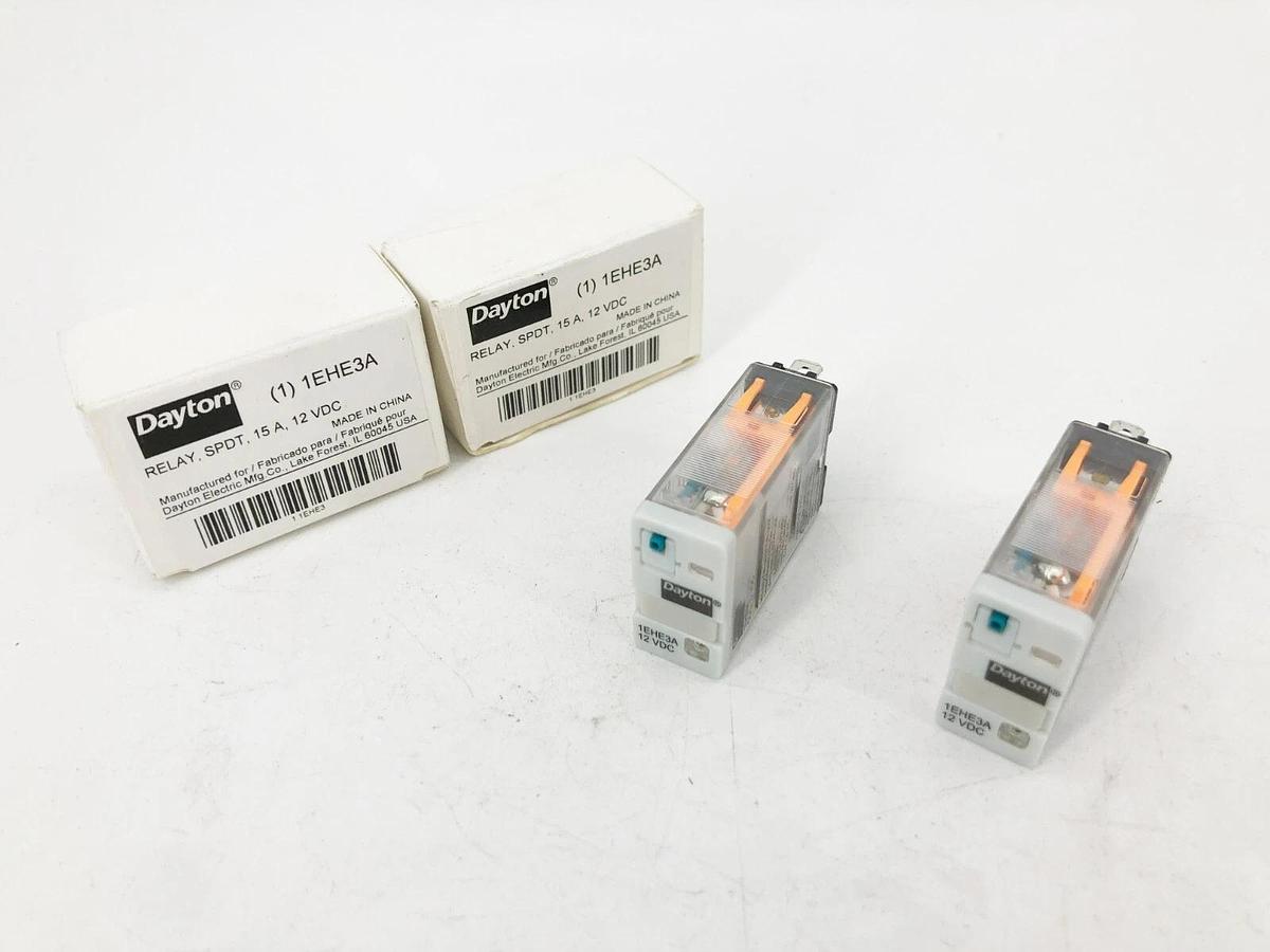 Lot of 2 New Dayton 1EHE3A Relays SPDT 15A 12VDC