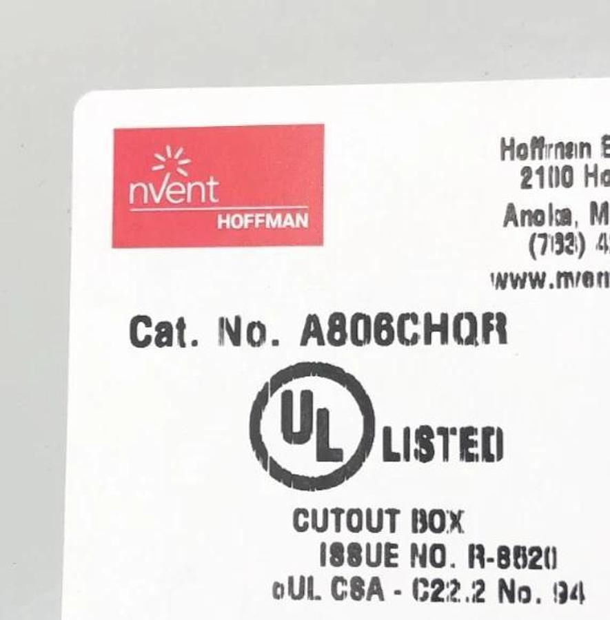 Used Hoffman nVent A806CHQR Electrical Enclosure Type 12 13