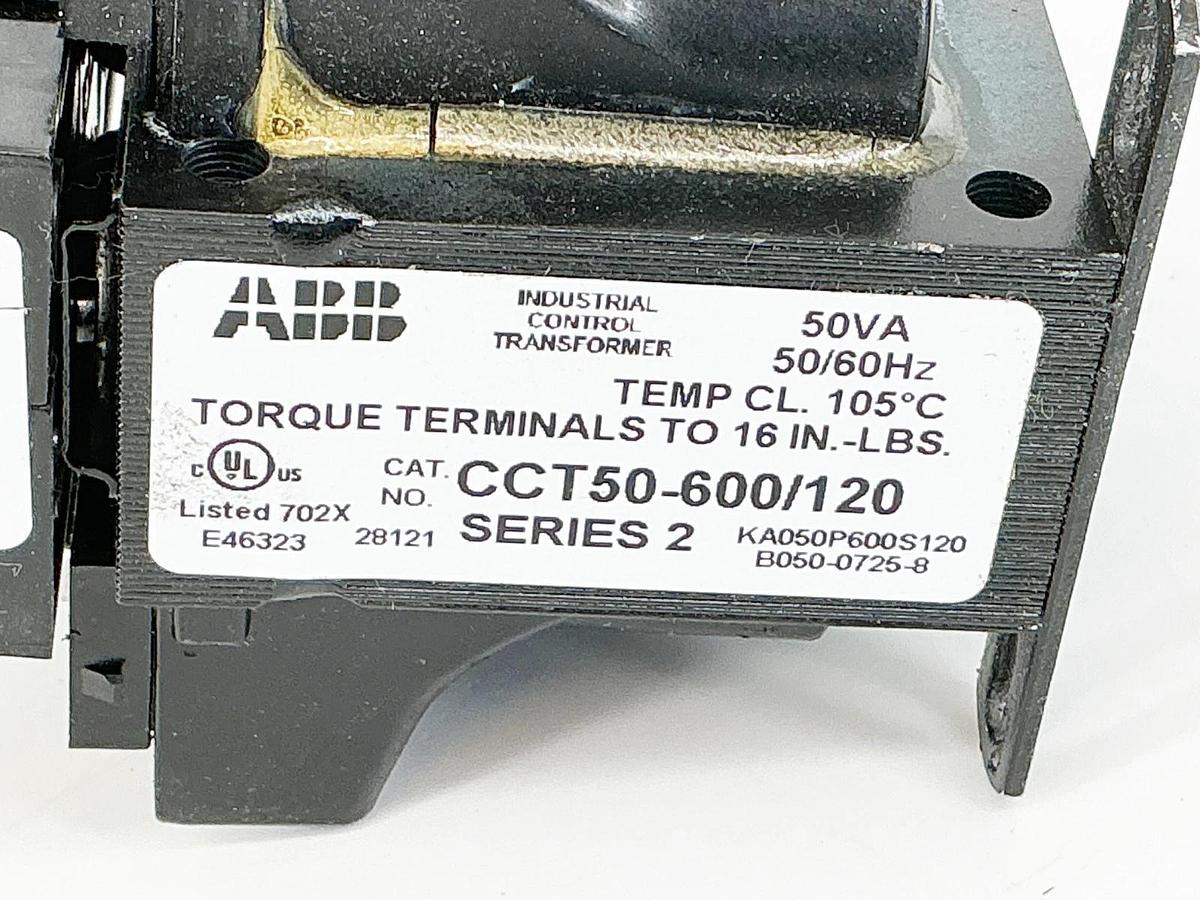 Used ABB CCT50-600/120 Transformer Torque Terminals To 16"LB 50VA 600V