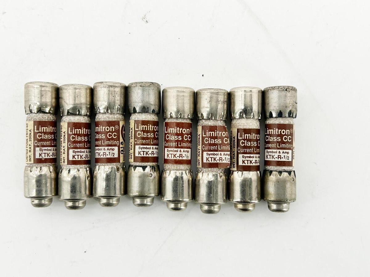 New Lot of 8 Bussmann KTK-R-1/2 Current Limiting Fuse .5A 600V