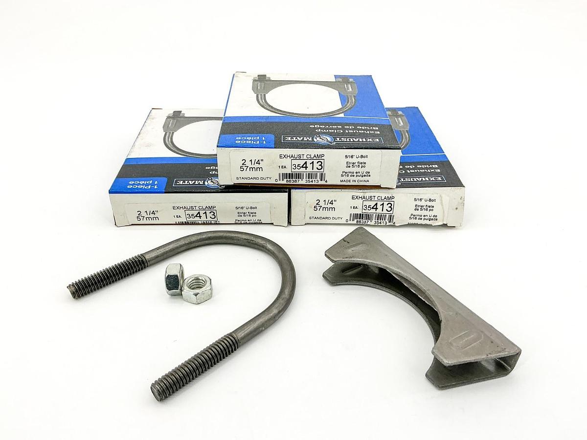New Lot of 3 Exhaust Mate 35413 Exhaust Clamp 5/16" U-Bolt 57MM 2-1/4"