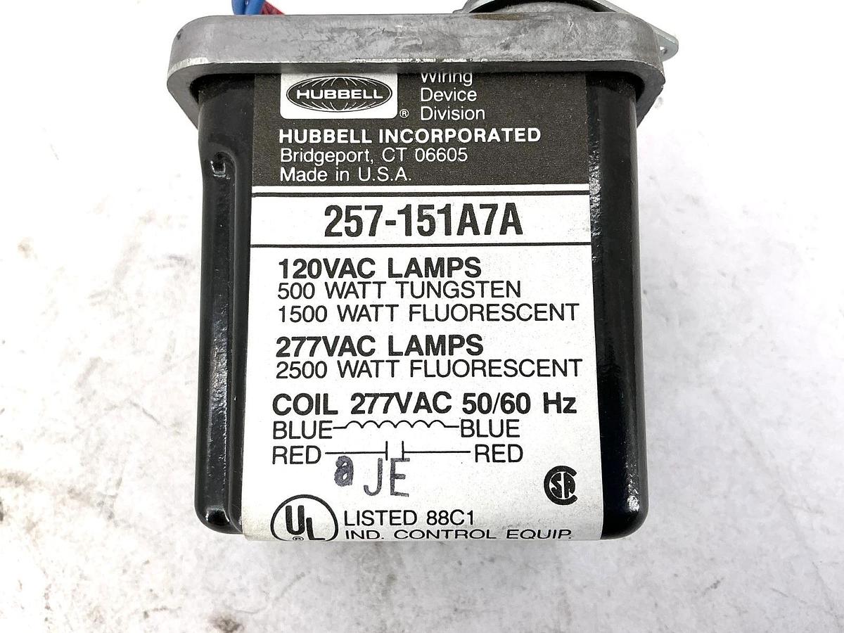 New Hubbell 257-151A7A Relay Coil Self-Enclosed 5-Moss 3-Wire 277V Coil 50/60HZ