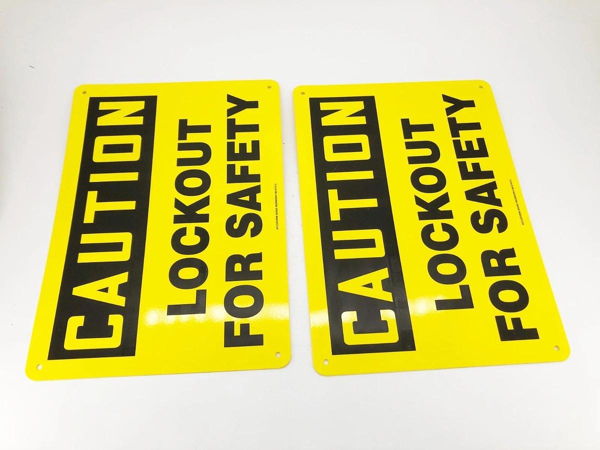 Lot 2 New Accuform MLKT615 Caution Lockout For Safety Signs 10" x 14" - No Box