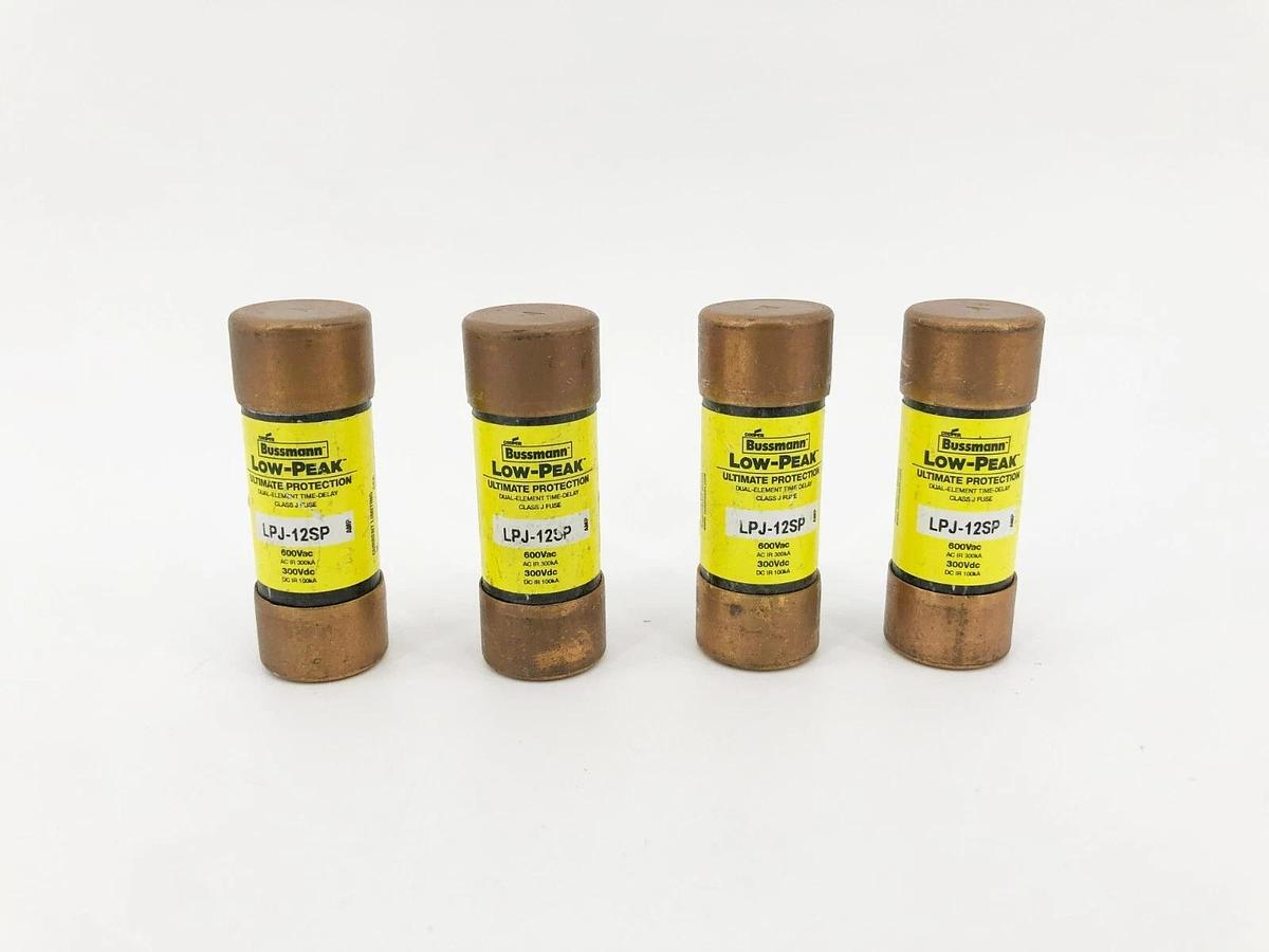 Lot of 4 New LPJ-12SP Time Delay Fuses 12A 600VAC Class J