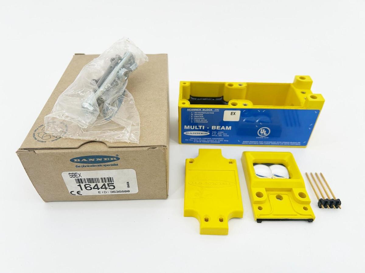 New Banner Engineering SBEX Photoelectric Scanner Block 200M Range 16445