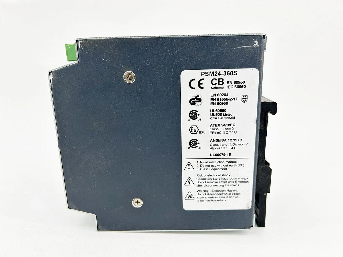 Used Rhino PSM24-360S Power Supply 5A 240VAC 50/60Hz 1 Phase 35MM Din Rail Mount