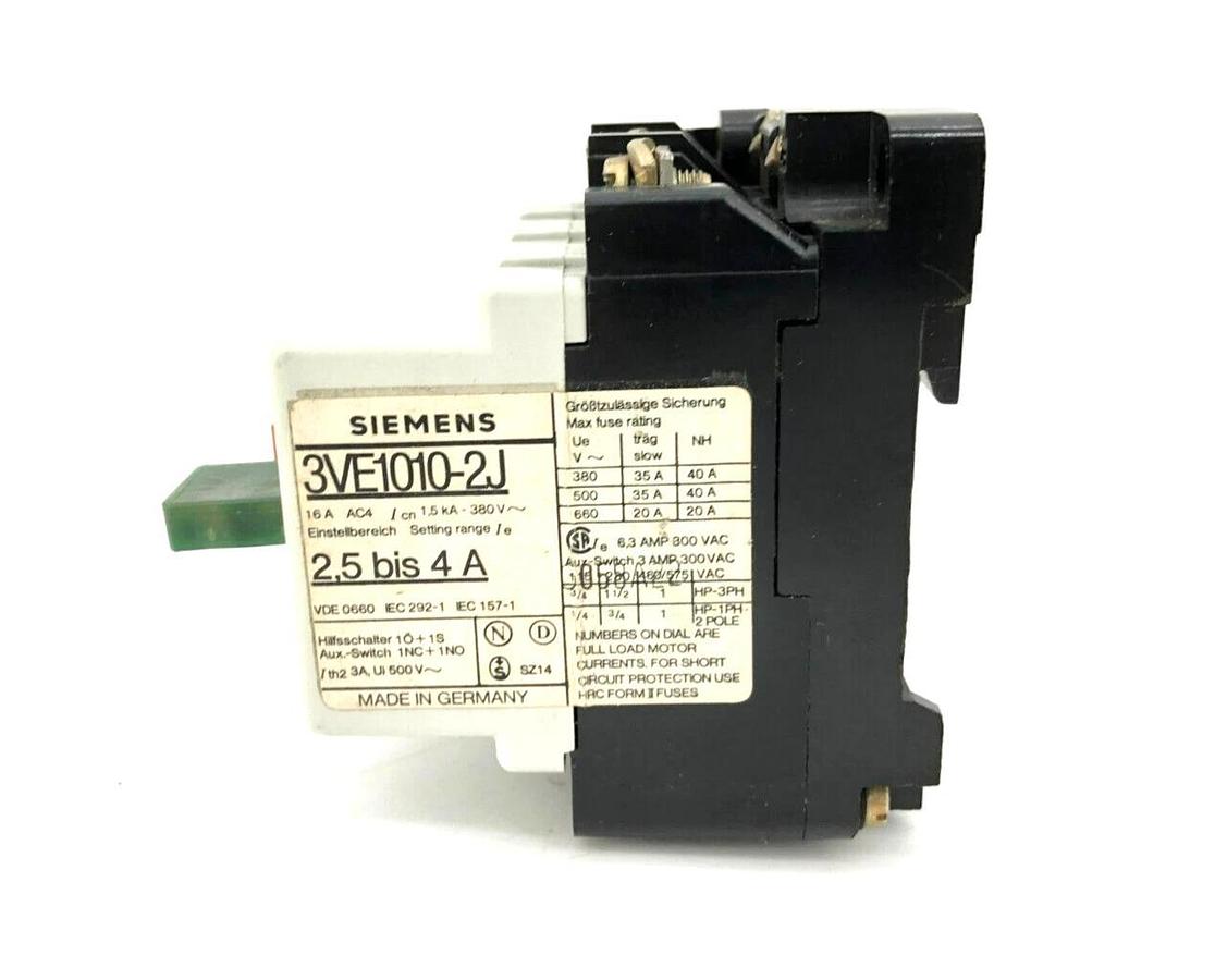 Used Siemens 3VE1010-2J Motor Circuit Breaker 2.5-4A