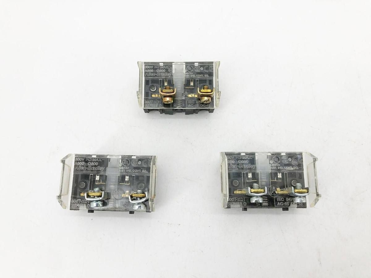 Lot of 3 New Allen Bradley 800T-XD1 Ser. D Contact Blocks - No Box