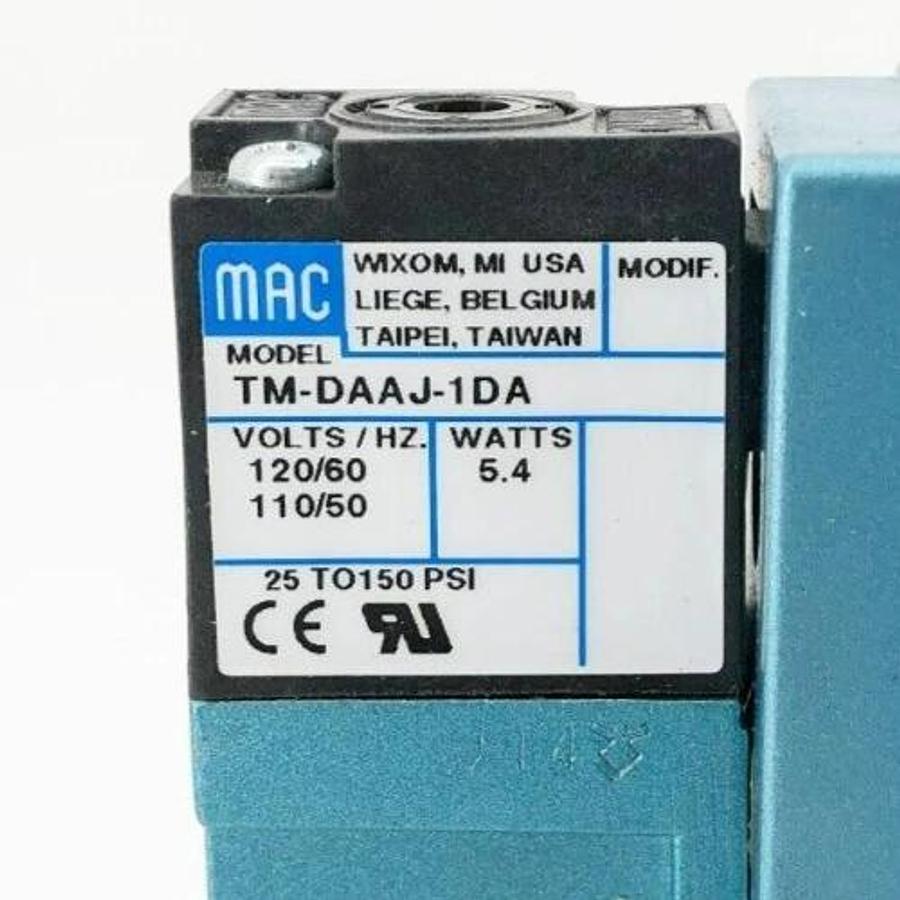 Used MAC Valves 82A-KC-CKA-TM-DAAP-1DA Solenoid Valve 150psi TM-DAAJ-1DA PR82A-GCDA