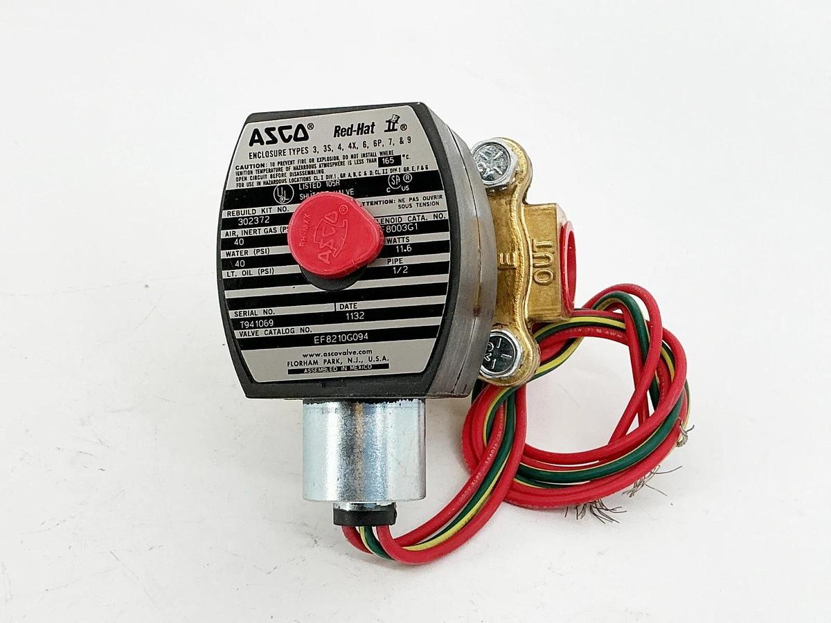 New Asco EF8210G094 24VDC Solenoid Valve 40PSI 1/2" Pipe 11.6W - No Box
