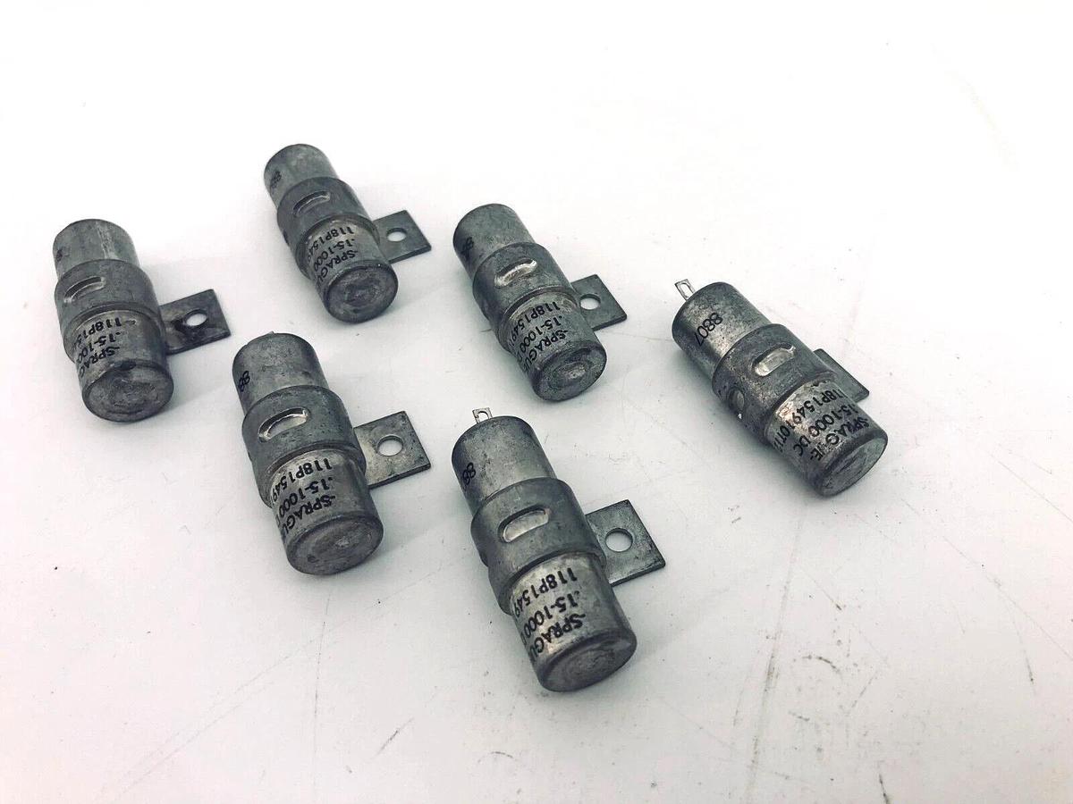 Lot of 6 New Sprague 8807 Capacitor .15-1000 VDC 118P154910T12