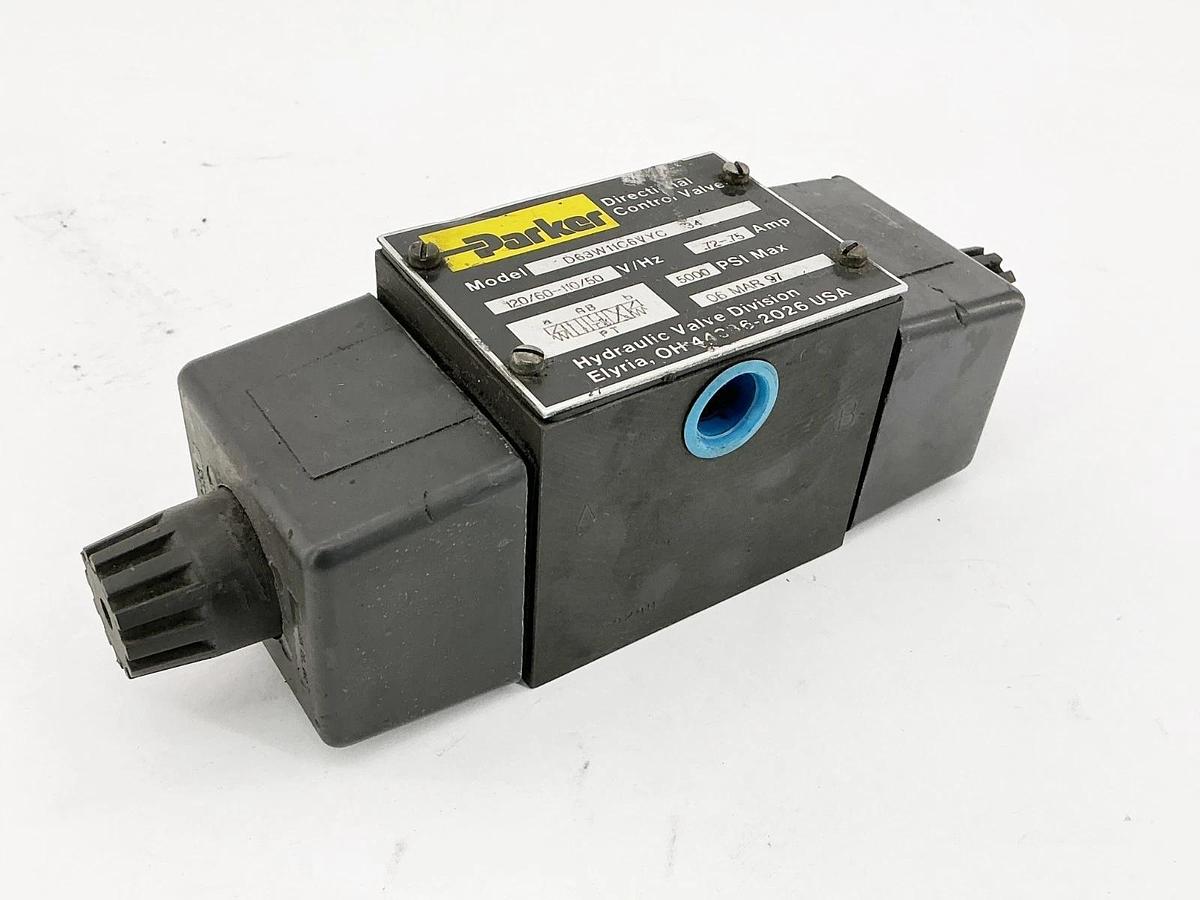 New Parker D63W11C6VYC 34 Directional Control Valve .75A 5000PSI 120V  - No Box