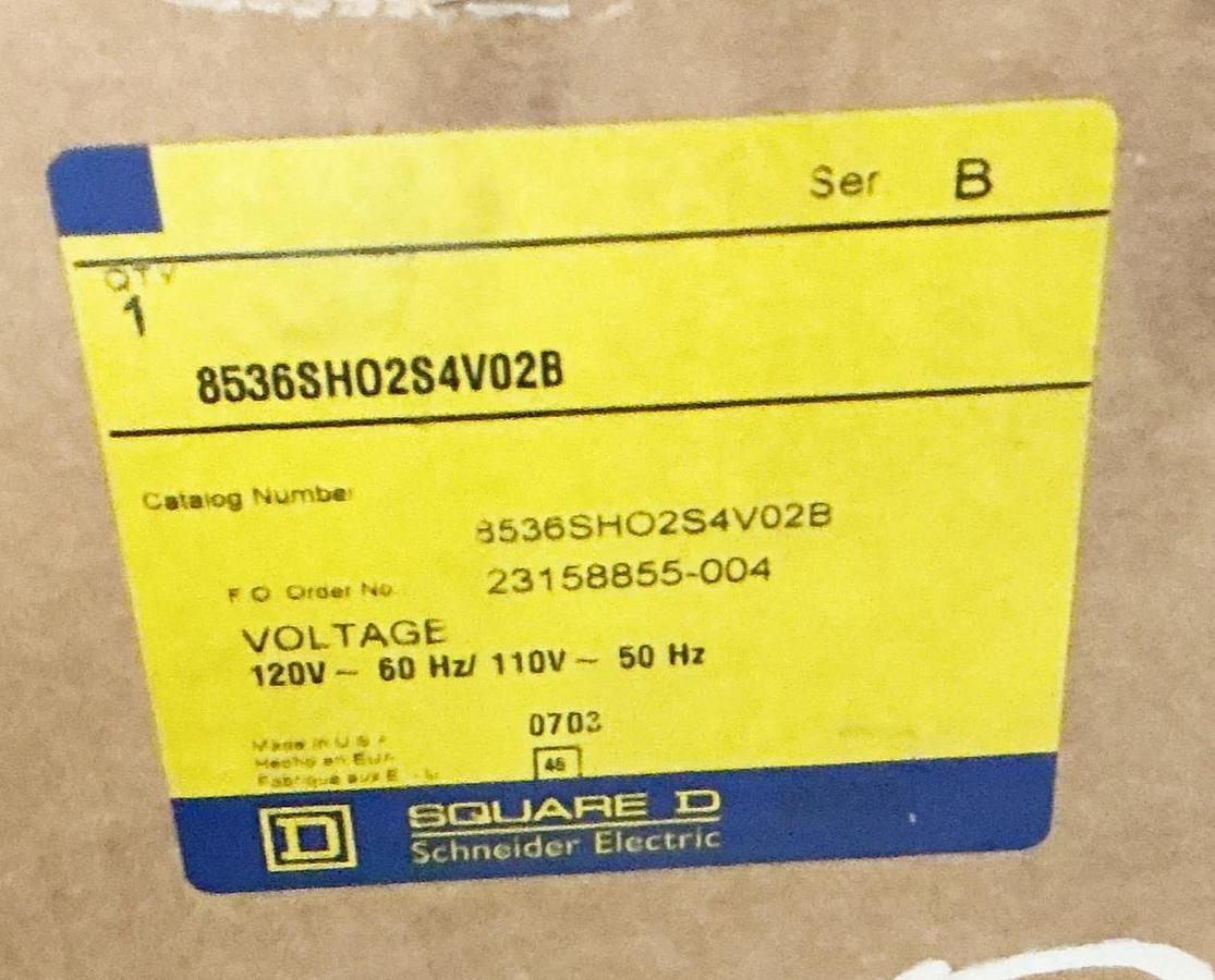 New Square D 8536SHO2S4V02B Starter NEMA Size 6 110/120V 50/60Hz Coil Ser. B